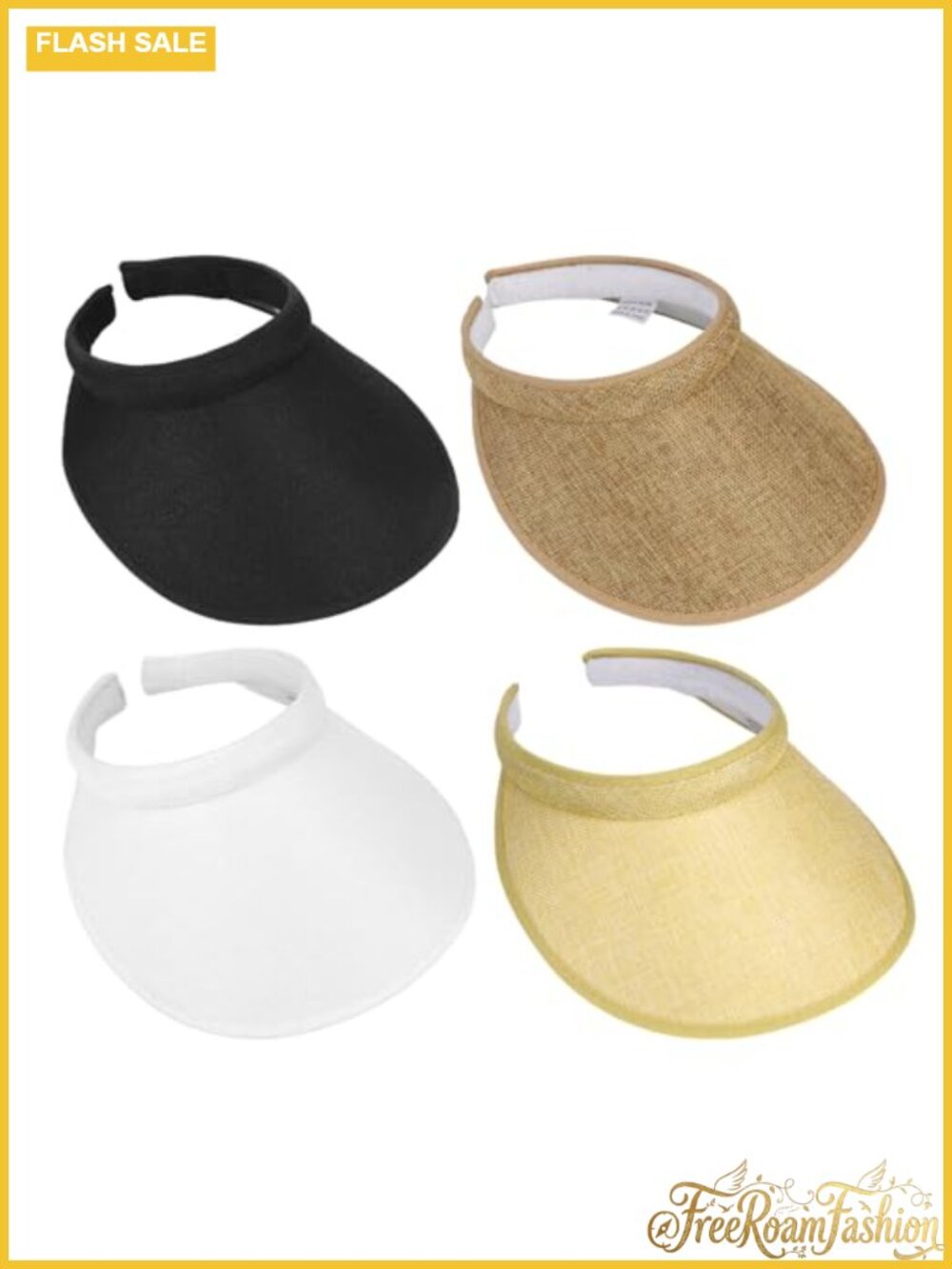 4pc Slip On Sun Visor Hats Polyester Adjustable UV Protection Caps Women